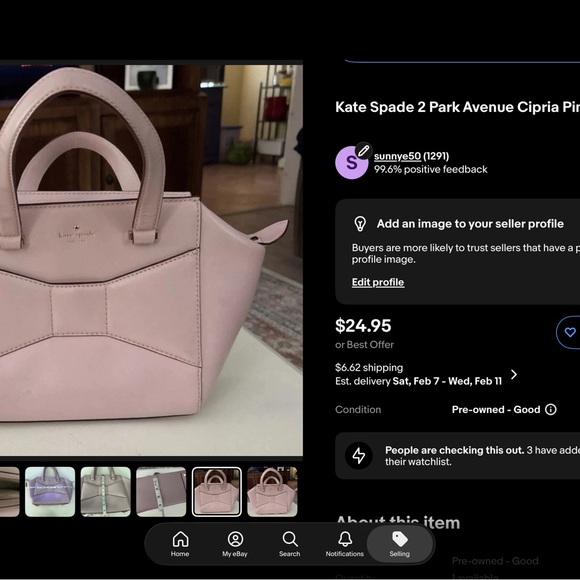 Kate Spade 2 Park Avenue Cipria Pink Bow Tote Bag - Picture 11 of 11